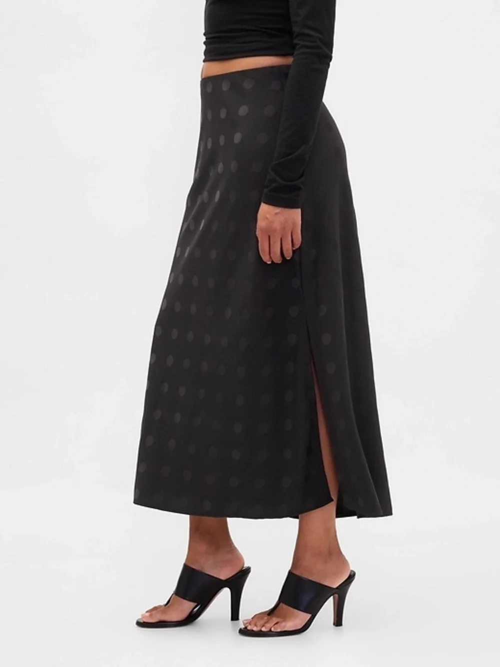 NWT GAP Black Polkadot Maxi Slip Skirt!